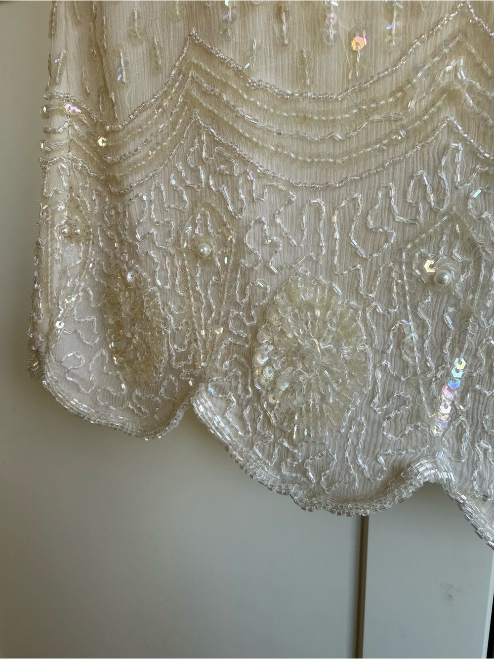 Vintage 80s 100% Silk Beaded Sténay Evening Blouse | L - Picture 6 of 9